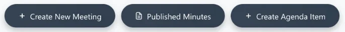 Apollo quick actions: Create New Meeting, Published Minutes and Create Agenda Item.